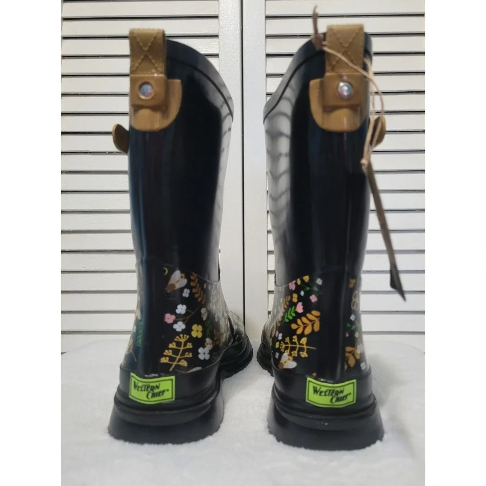 Western Chief Sweet Bees Rain Boots Women's Size 9 Ajustable Buckles Waterproof